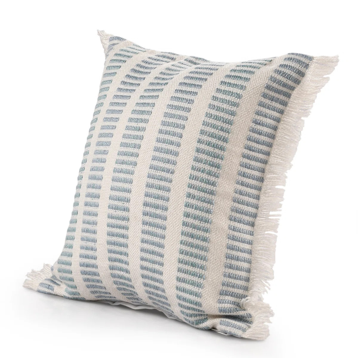 Blue/Ivory Farmhouse Striped Indoor/Outdoor Throw Pillow | Wayfair North America