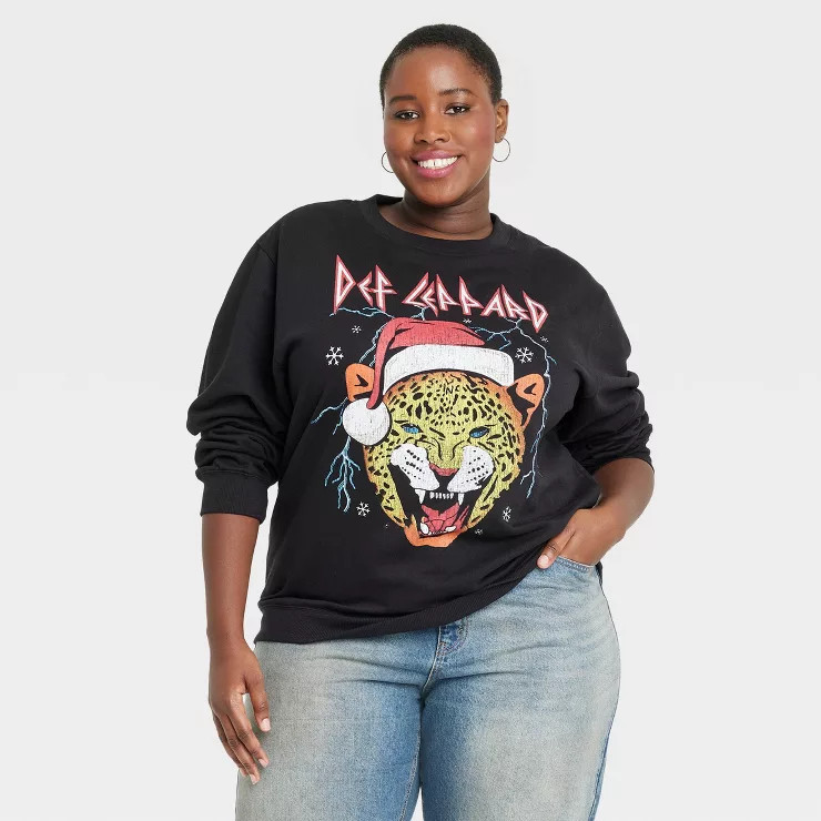 Women's Def Leppard Holiday Graphic Sweatshirt - Black | Target