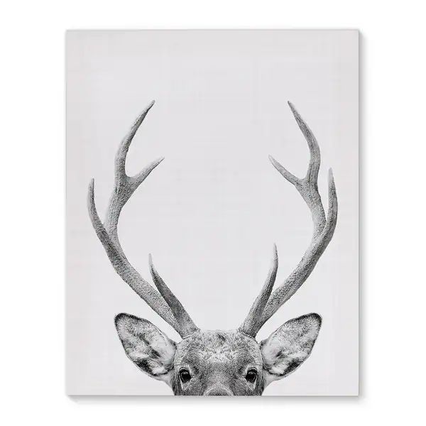 Kavka Designs Deer Grey/Black/White Canvas Art - 16 x 20 - Rectangle | Bed Bath & Beyond