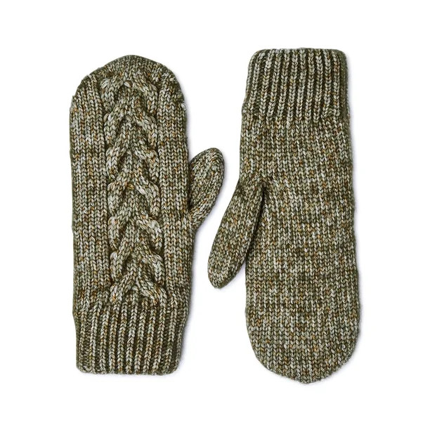 Time and Tru Women's Cable Knit Mittens - Walmart.com | Walmart (US)