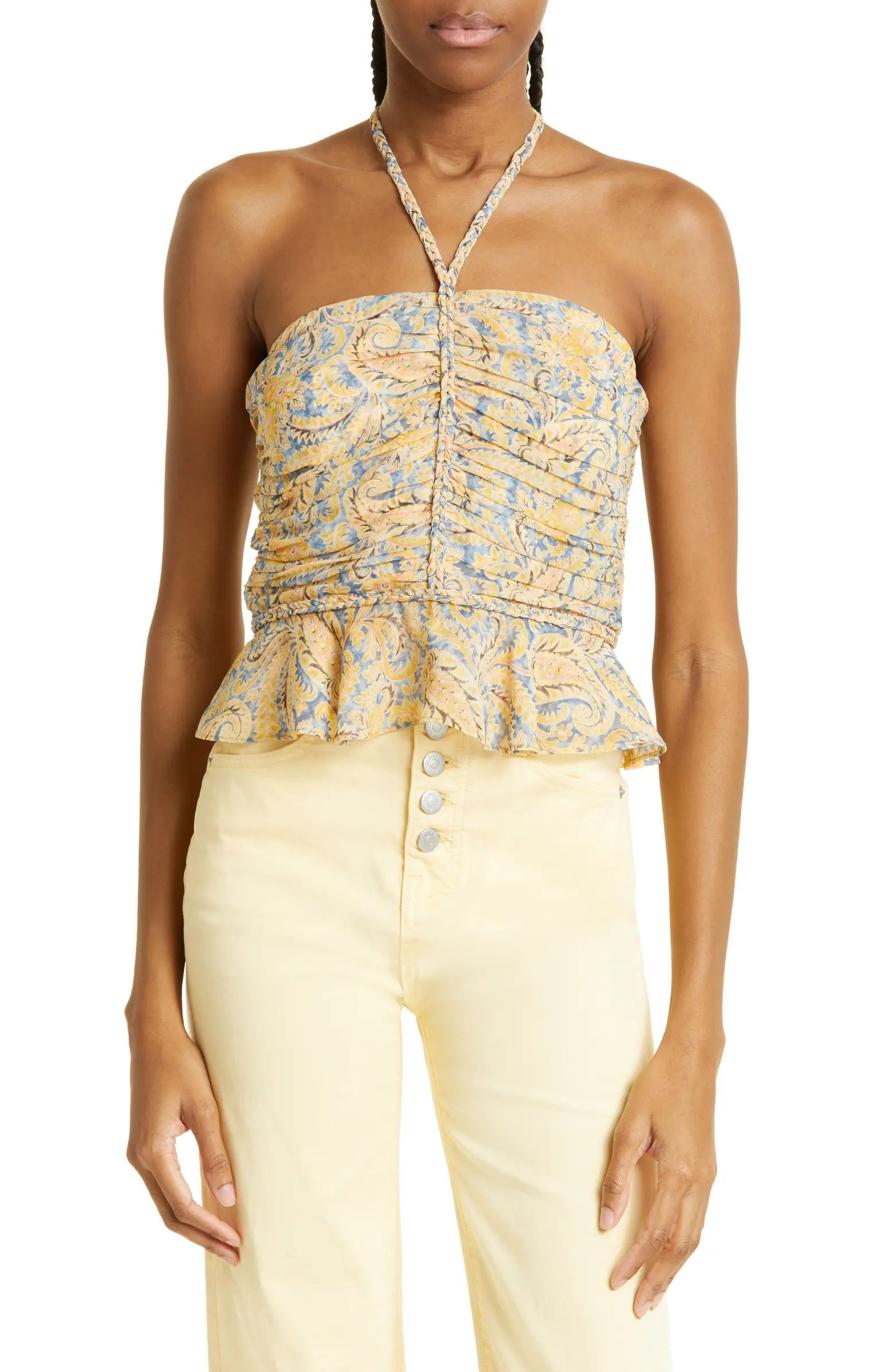 Arienne Paisley Silk Halter Top | Nordstrom