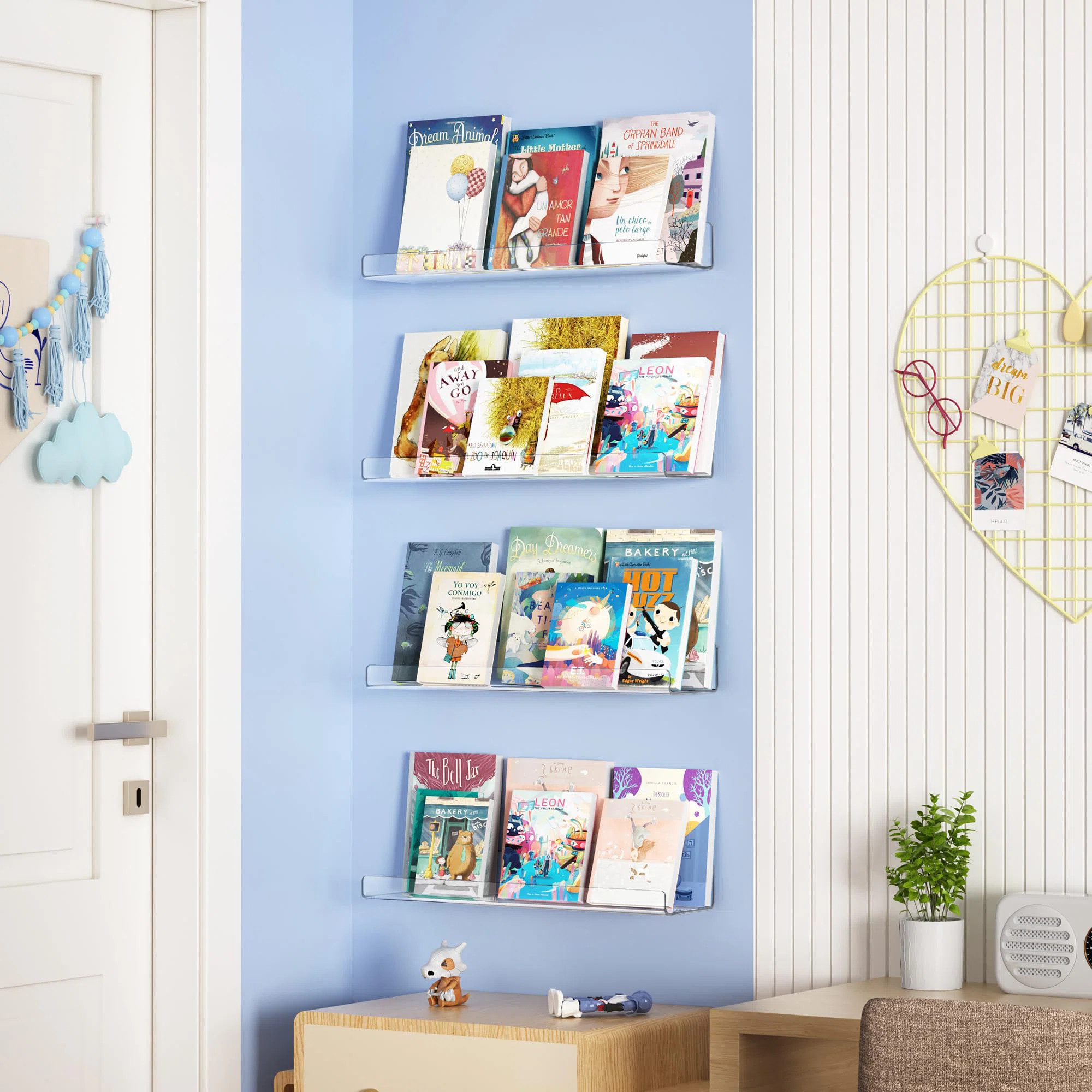 8 Pack Acrylic Shelves For Wall Storage, 15" Floating Bookshelves For Kids, Display Shelf Organiz... | Wayfair North America