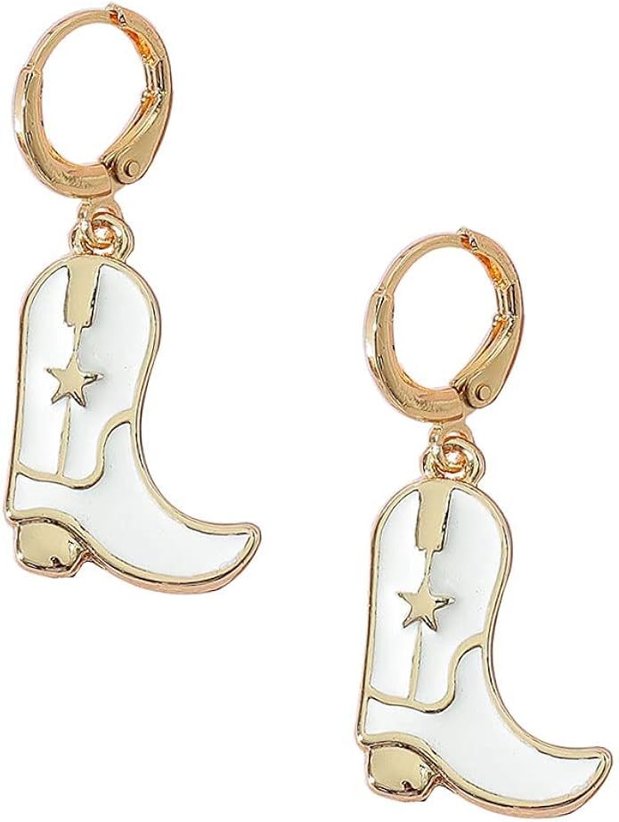 Enamel Western Cowgirl Boot Earrings Cowgboy Dangle Drop earrings | Amazon (US)