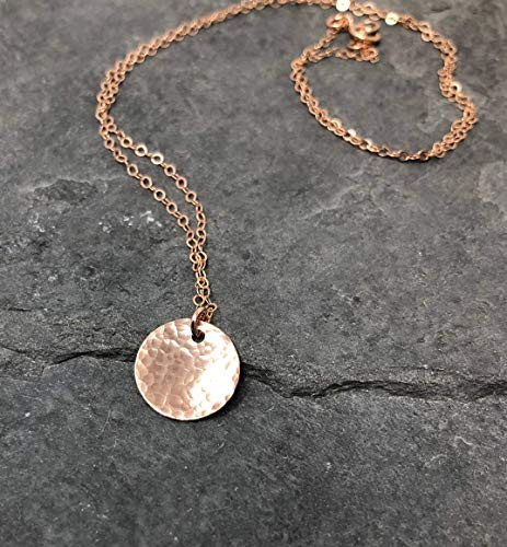 Disc Necklace Hammered Rose Gold Filled 16 inch chain length | Amazon (US)