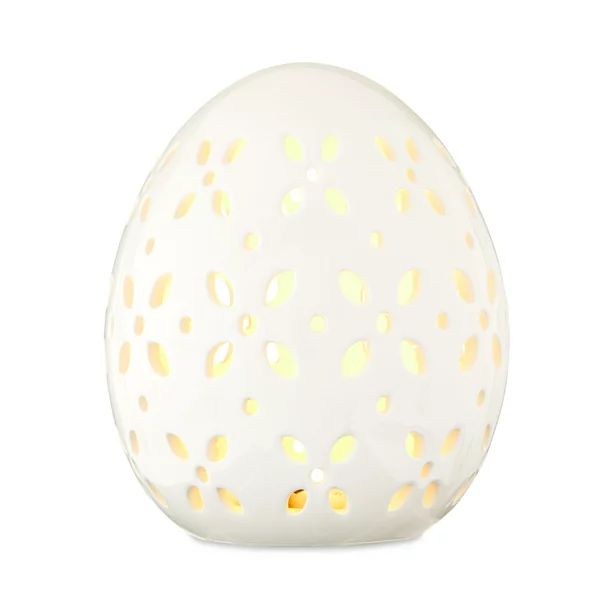Way To Celebrate Easter Large Ceramic LED White Egg Decor | Walmart (US)