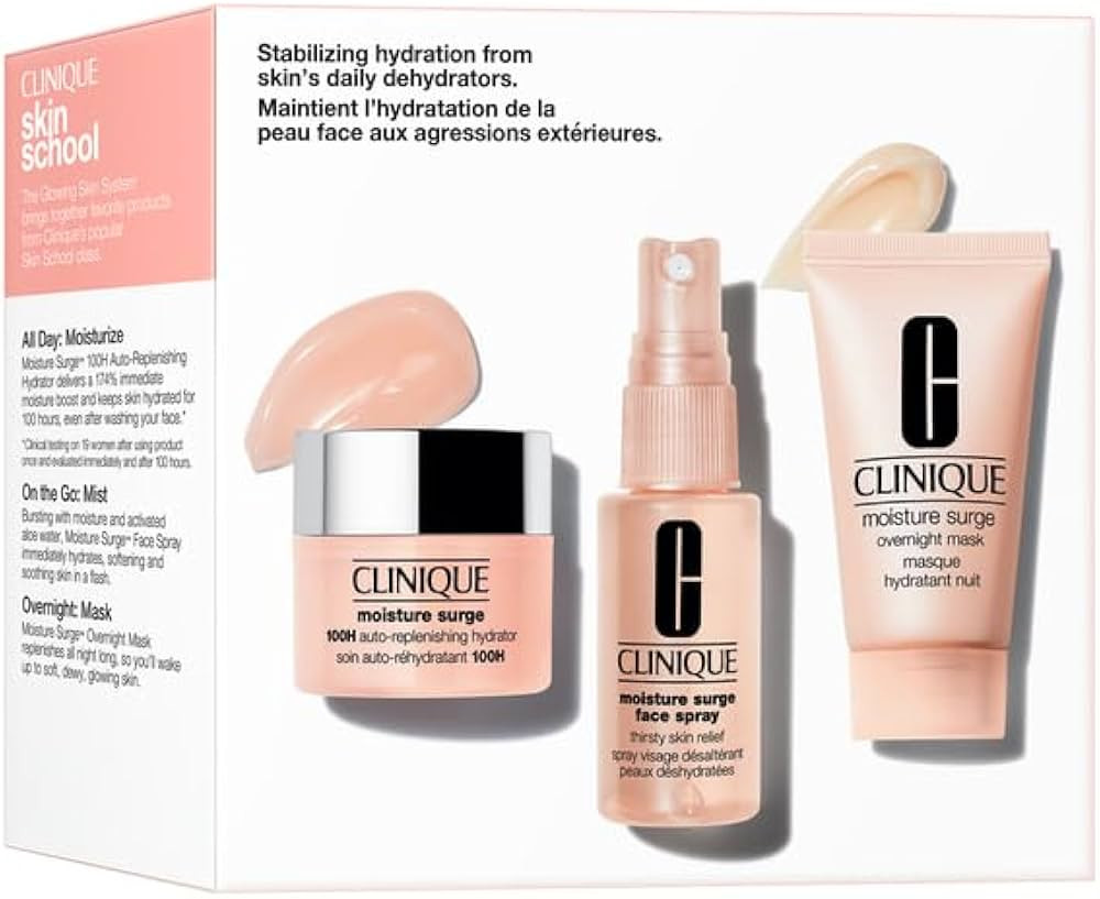 Clinique Skin School Supplies Set: Glowing Skin Essentials | Moisture Surge 1H Auto-Replenishing ... | Amazon (US)