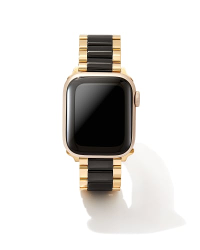 Dira 3 Link Watch Band in Gold Tone & Black Stainless Steel | Kendra Scott