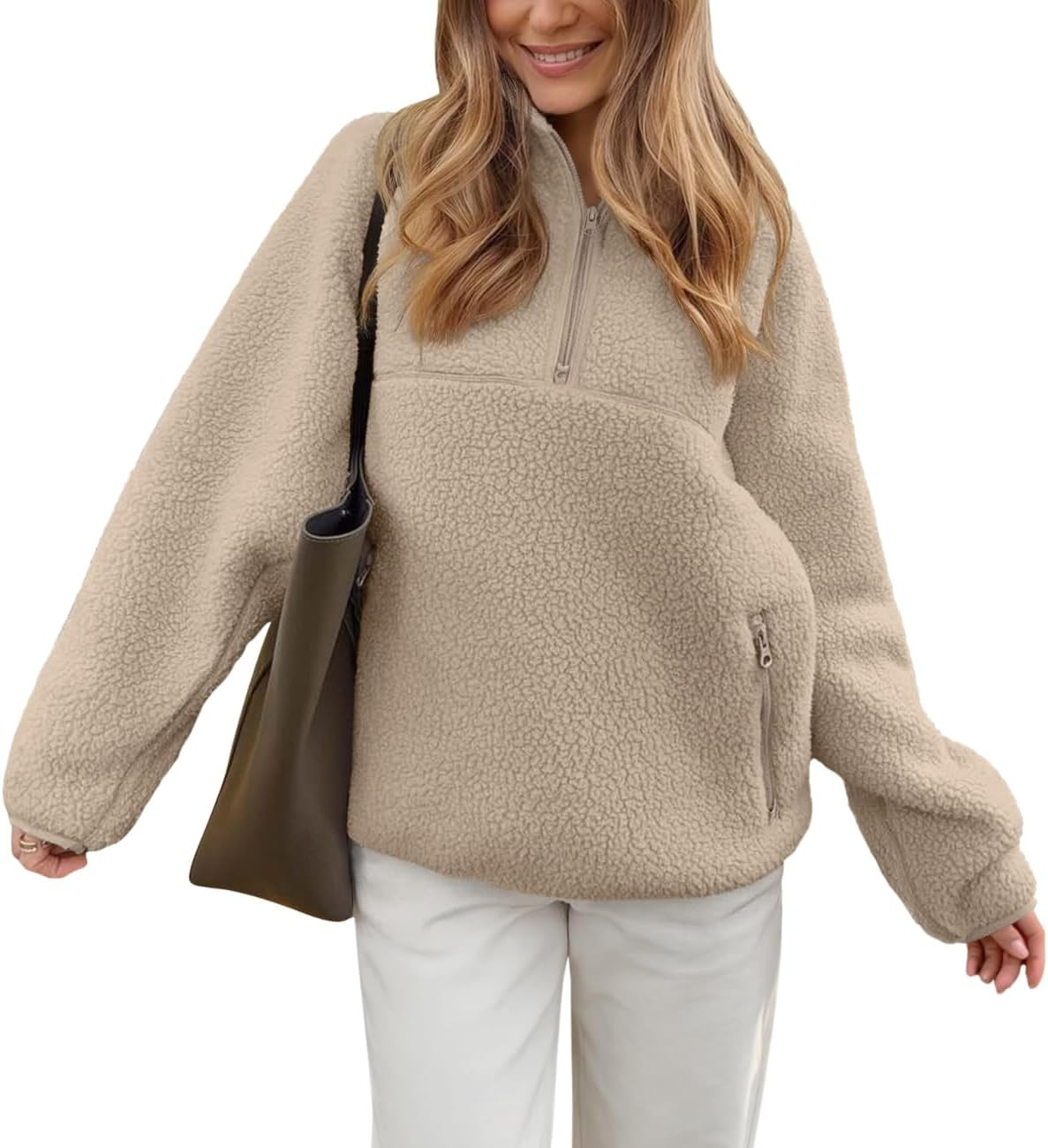 LASLULU Womens Half Zip Pullover Sherpa Fleece Jacket Winter Clothing | Amazon (US)