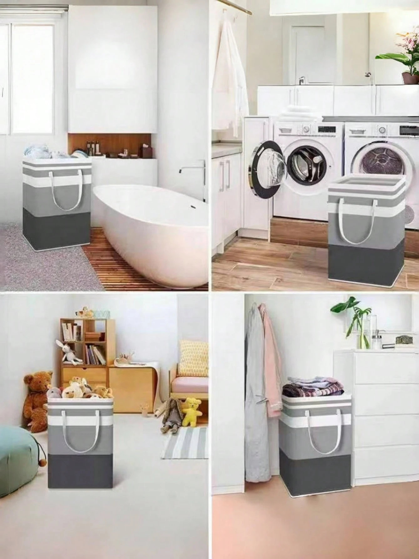 1 Peça Cesta de Roupas de Lona com Alça Longa, Tamanho Grande, Sacola de Transporte Listrada, C... | SHEIN