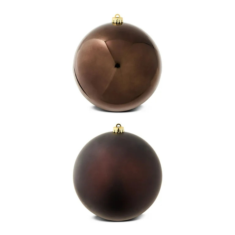 2-Count Brown Jumbo Shatterproof Christmas Ornaments, 7.8 in, by Holiday Time | Walmart (US)
