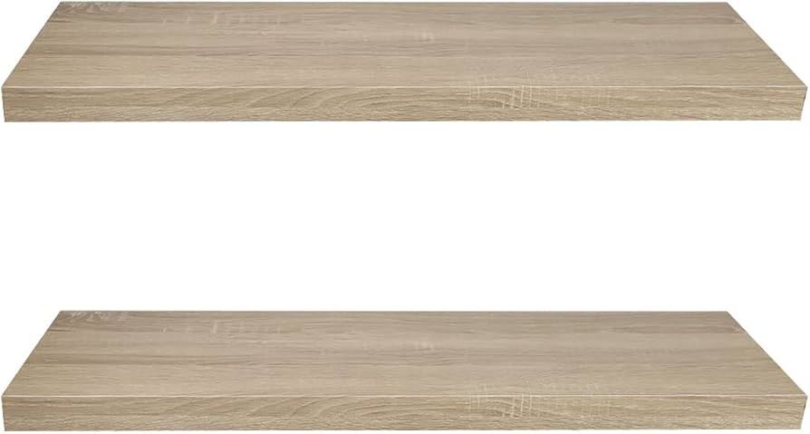 Home Basics Floating Wall Shelf Washed Oak 30" (2 Pack) Contemporary and Modern Shelf for Picture... | Amazon (US)