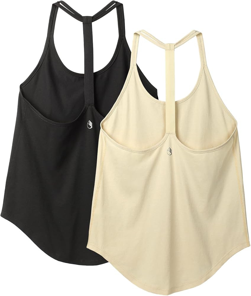 icyzone Workout Tank Tops for Women - Athletic Yoga Tops, T-Back Running Tank Top | Amazon (US)