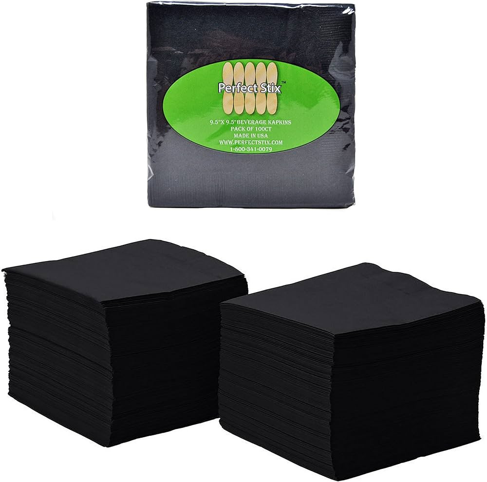 Perfect Stix Paper Cocktail Beverage Napkins, 2-Ply, Black (Pack of 100) | Amazon (US)