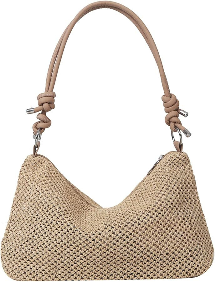 Casual Beach Tote Bag, Straw Beach Bag Fashion Shoulder Bag Crossbody Bag, For Beach Picnic Vacat... | Amazon (US)