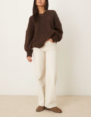 ARKET Coral high waist relaxed leg jean in off-white | ASOS (Global)