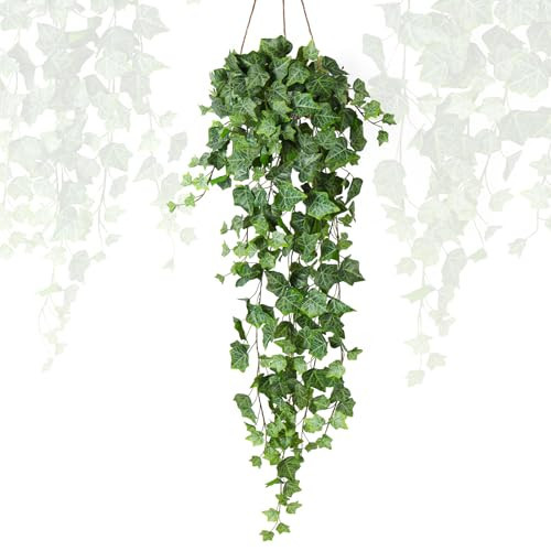 RECUTMS 39.4’’ Fake Ivy Vine Hanging Plant Greenery Artificial Leaves Garland for Indoor Outdoor House Room Patio Shelf Office Wedding Decor (Green and White) | Amazon (US)