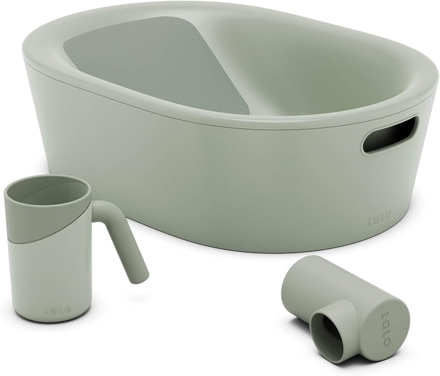 Lalo Bathtime Starter Kit - Modern Baby Bathtub, Rinse Cup & Spout Cover Bundle, Safe & Clean Des... | Amazon (US)