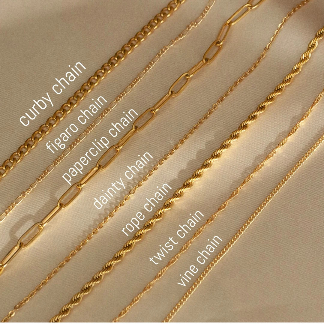 18K Gold Chain Necklace, Cable Chain, Paperclip Chain, Twist Chain, Figaro, Curb Chain, Pearl Bea... | Etsy (US)