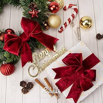 Ribbli Red Velvet Wired Ribbon 2.5 Inch Metallic Red Crushed Velvet Christmas Ribbon for Gift Wra... | Amazon (US)