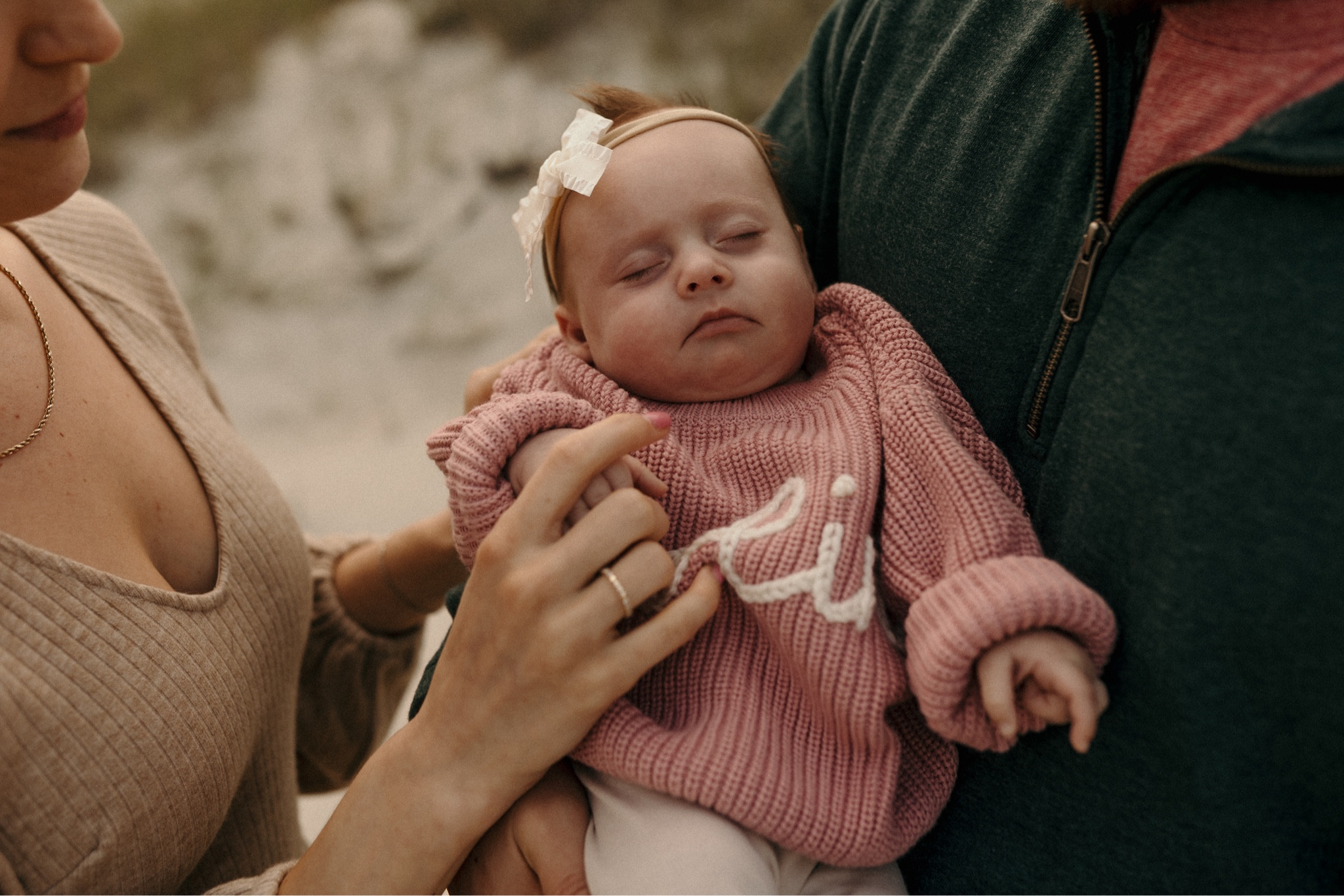 Personalized baby sweater. Caroline is wearing the dusty rose color with cream embroidery. 

Family photos, newborn photos, 

#LTKbaby #LTKfamily