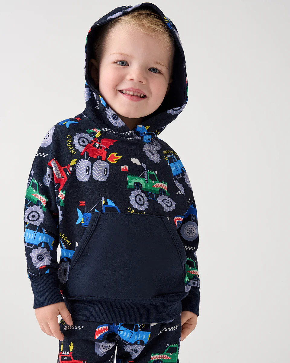 Monster Truck Madness Pullover Hoodie | Little Sleepies