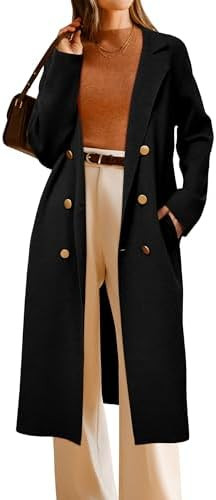 Arach&Cloz Women's Wool Blend Double Breasted Winter Outfits Long Cardigan Sweater Coat 2025 | Amazon (US)