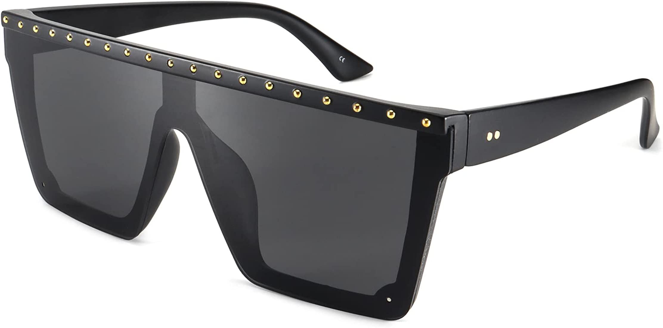 Dollger Square Oversized Sunglasses for Women Big Flat Top Rivet Fashion Large UV Protection Riml... | Amazon (US)