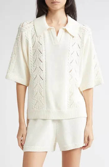 LOULOU DE SAISON Kina Johnny Collar Cotton Sweater | Nordstrom | Nordstrom
