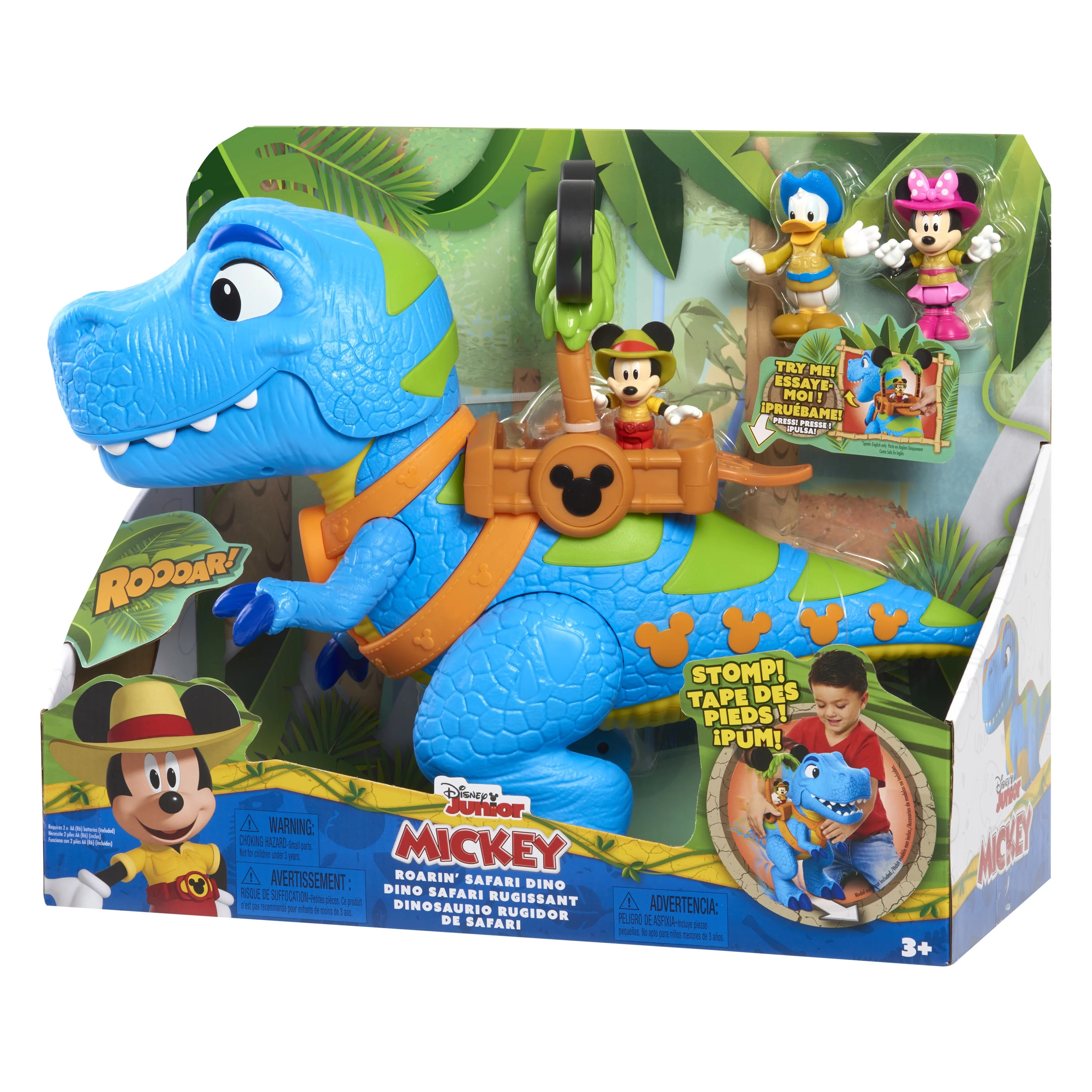 Disney Junior Mickey Mouse Roarin' Safari Dino, 4-piece Figures and Playset, Dinosaur, Multi-colo... | Walmart (US)
