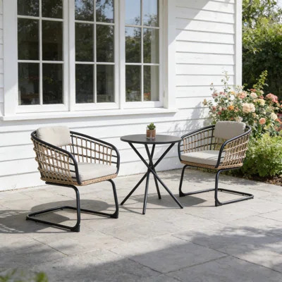 3-Piece Outdoor Wicker Bistro Set | Wayfair North America