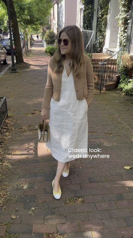 All the different ways to wear this perfect ecru linen midi dress of dreams! I put together ways I would style it for work, a trip to London, a day of errands, and more. It is also available on black. 

#LTKstyletip #LTKworkwear #LTKSeasonal