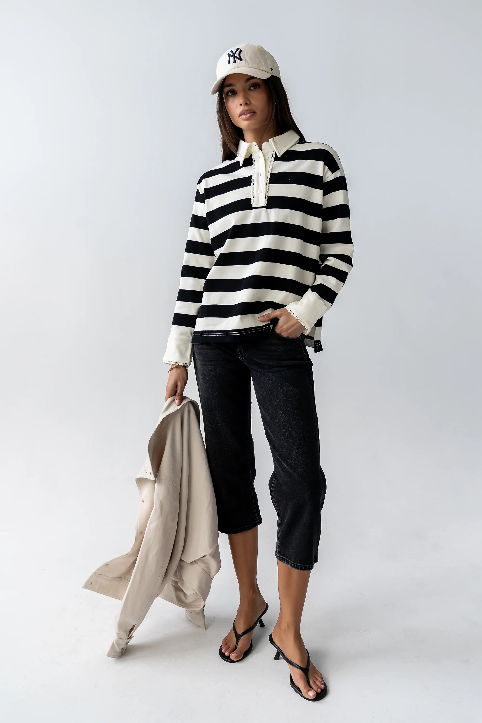 Hamlin Striped Top in Black | Böhme US