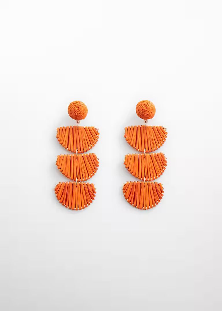 Long raffia earrings -  Women | Mango United Kingdom | MANGO (UK)