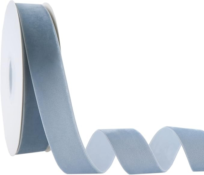 DINDOSAL Dusty Blue Velvet Ribbon 1 Inch Vintage Blue Single Face Velvet Ribbon for Gift Wrapping... | Amazon (US)