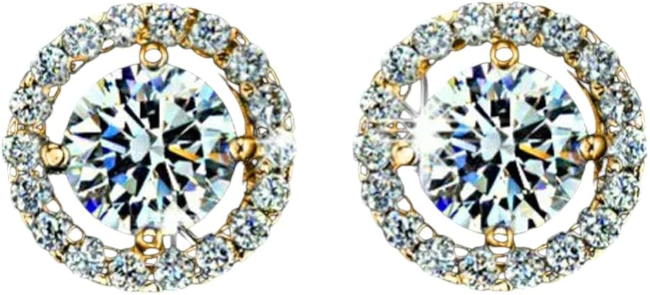 New 2026 Female Luxury Crystal White Stud Earrings Dainty Rose Gold Silver Color Round Vintage We... | Amazon (US)