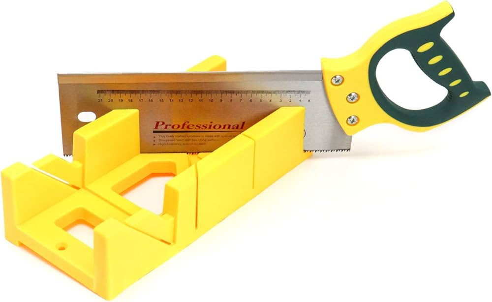 QWORK Multifunction 12” Mitre Box with 14” Back Saw 45° hole slot | Amazon (US)