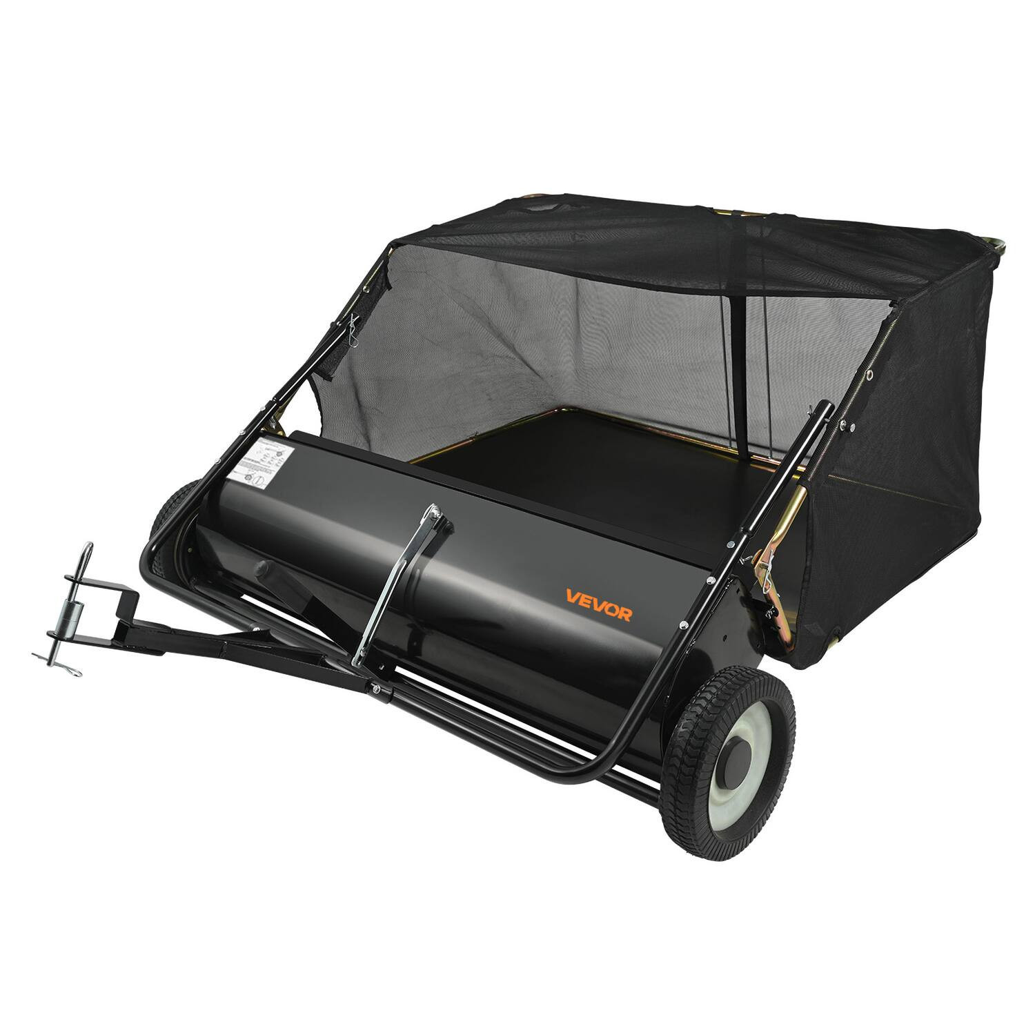VEVOR - Tow Behind Lawn Sweeper, 50 in Pull Behind Lawn Sweeper, 26 cu.ft Large Capacity Leaf&Grass Collector,Heavy Duty Sweeper - Black | Best Buy U.S.