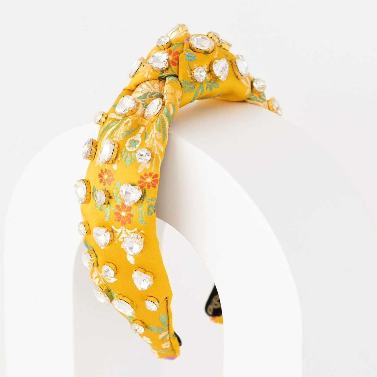 Marigold Floral Jeweled Silk Knotted Headband | La Bella Shop
