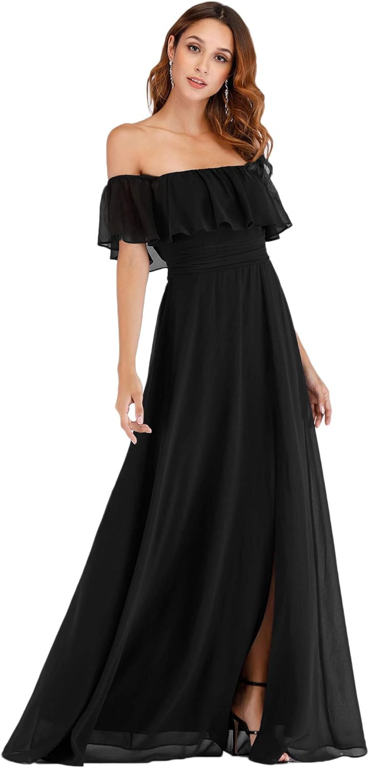 Ever-Pretty Womens Off The Shoulder Ruffle Party Dresses Side Split Beach Maxi Dress 07679 | Amazon (US)