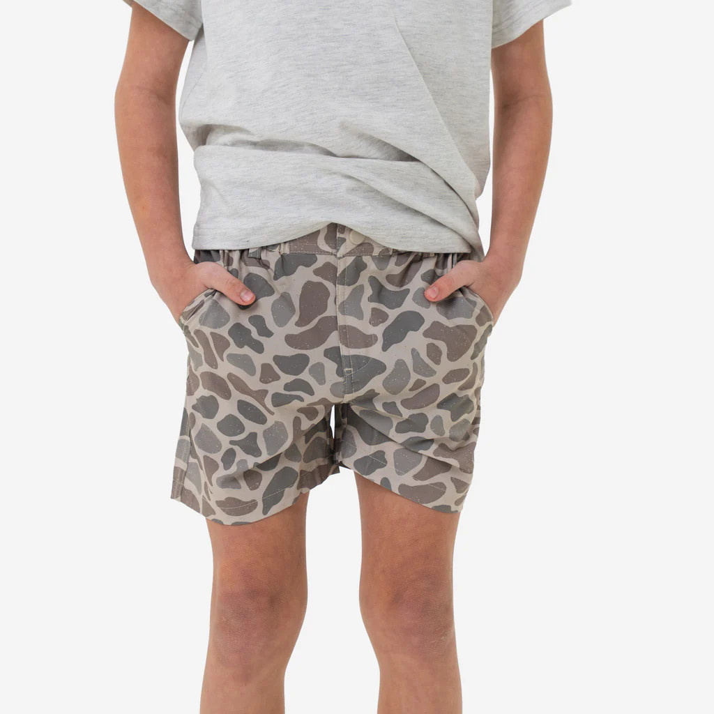 Youth Everyday Short - Classic Deer Camo - Grey Pocket | BURLEBO