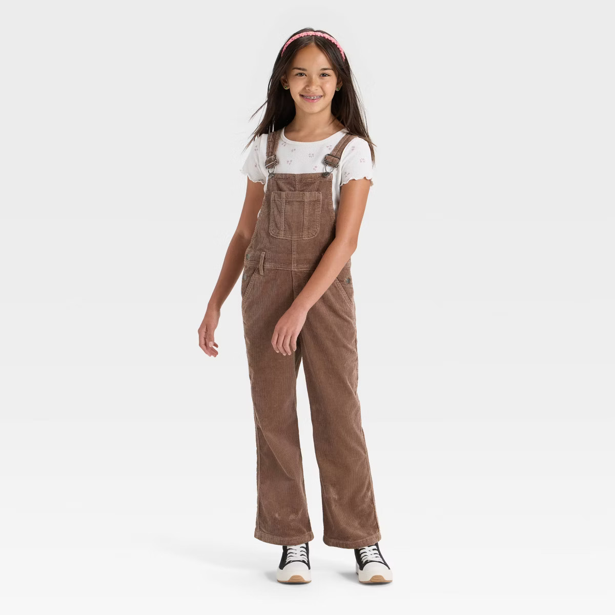 Girls' Wide Leg Corduroy Overalls Set - Cat & Jack™ Brown | Target