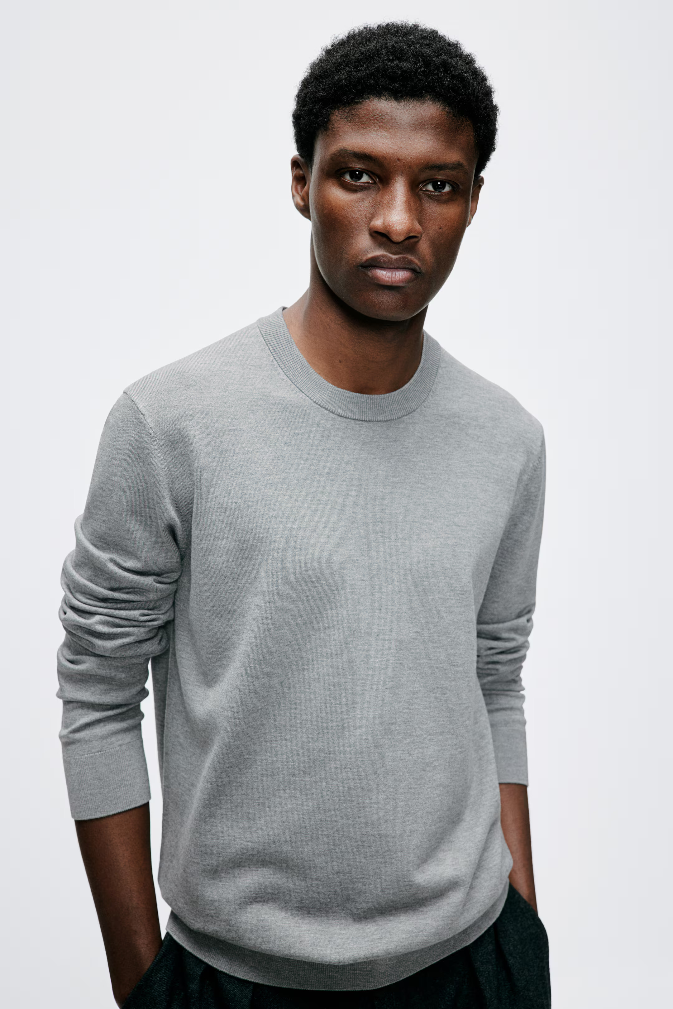 Slim Fit Fine-Knit Sweater - Taupe - Men | H&M US | H&M (US + CA)