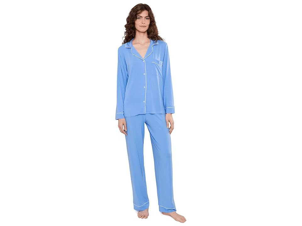 Eberjey Gisele TENCELtm Modal Long PJ Set Women's Pajama Sets Summer Blue/White: 2XL, Modal/Elastane/Tencel | Zappos.com