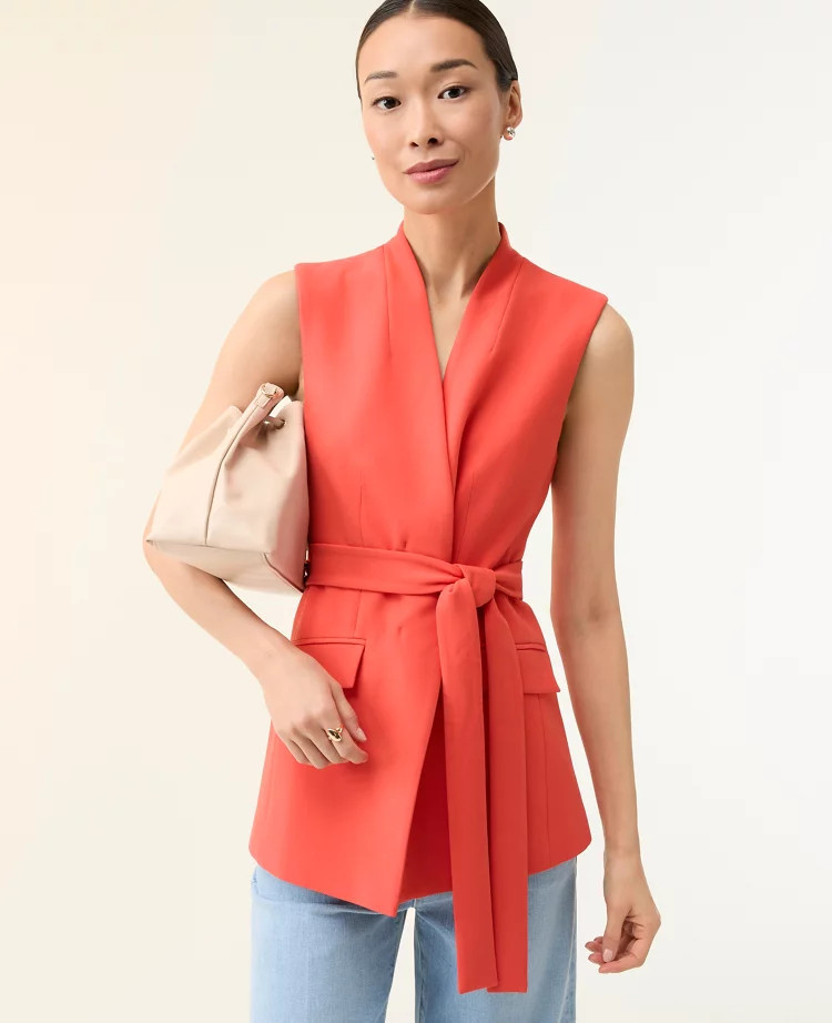 The Belted Long Vest | Ann Taylor