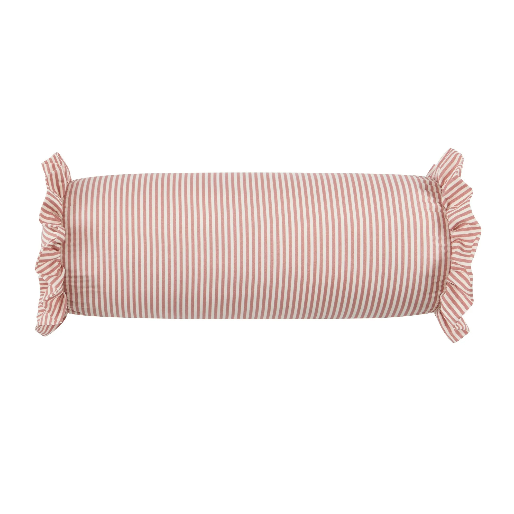 Home Decor Collection 8" x 20" Pink Striped Ruffle Bolster Decorative Pillow | Walmart (US)