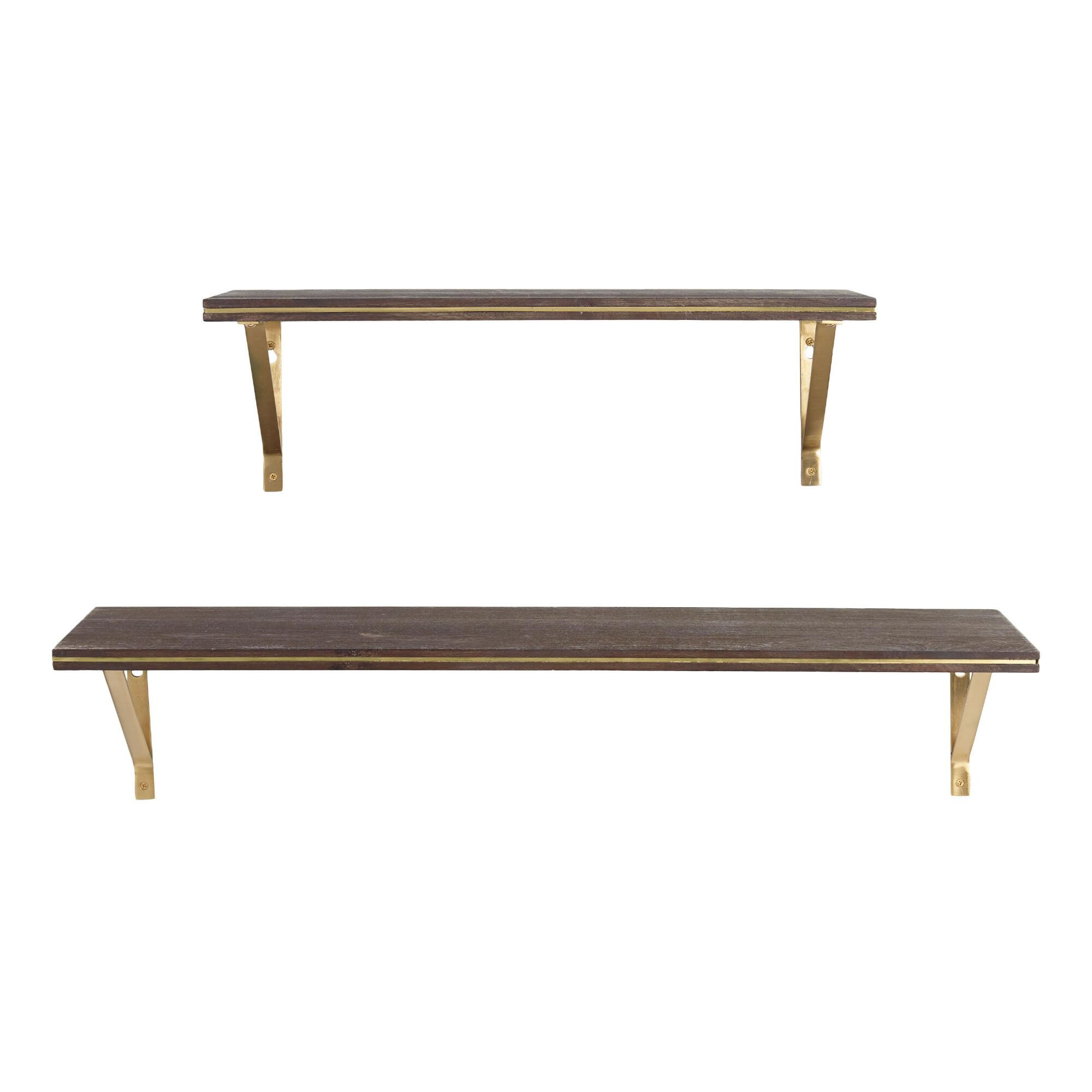 Espresso Wood and Gold Mix & Match Wall Shelf Collection by World Market | World Market