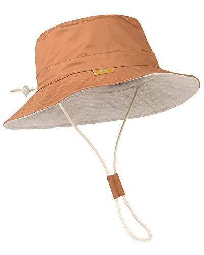 Baby Sun Hat for Boy Girl Toddler Summer Bucket Hat Kids Sun Protection Beach Hat Cotton Baby Hats Dark Orange | Amazon (US)