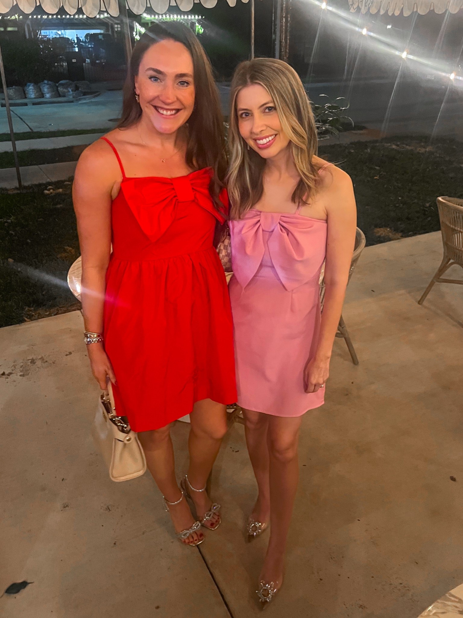 Red and pink bow holiday dresses! 🎀 Pink is always a holiday neutral! My pink dress is years old from Lulus and is no longer online. Linking similar options! 

#LTKmomlife #LTKHoliday #LTKSeasonal