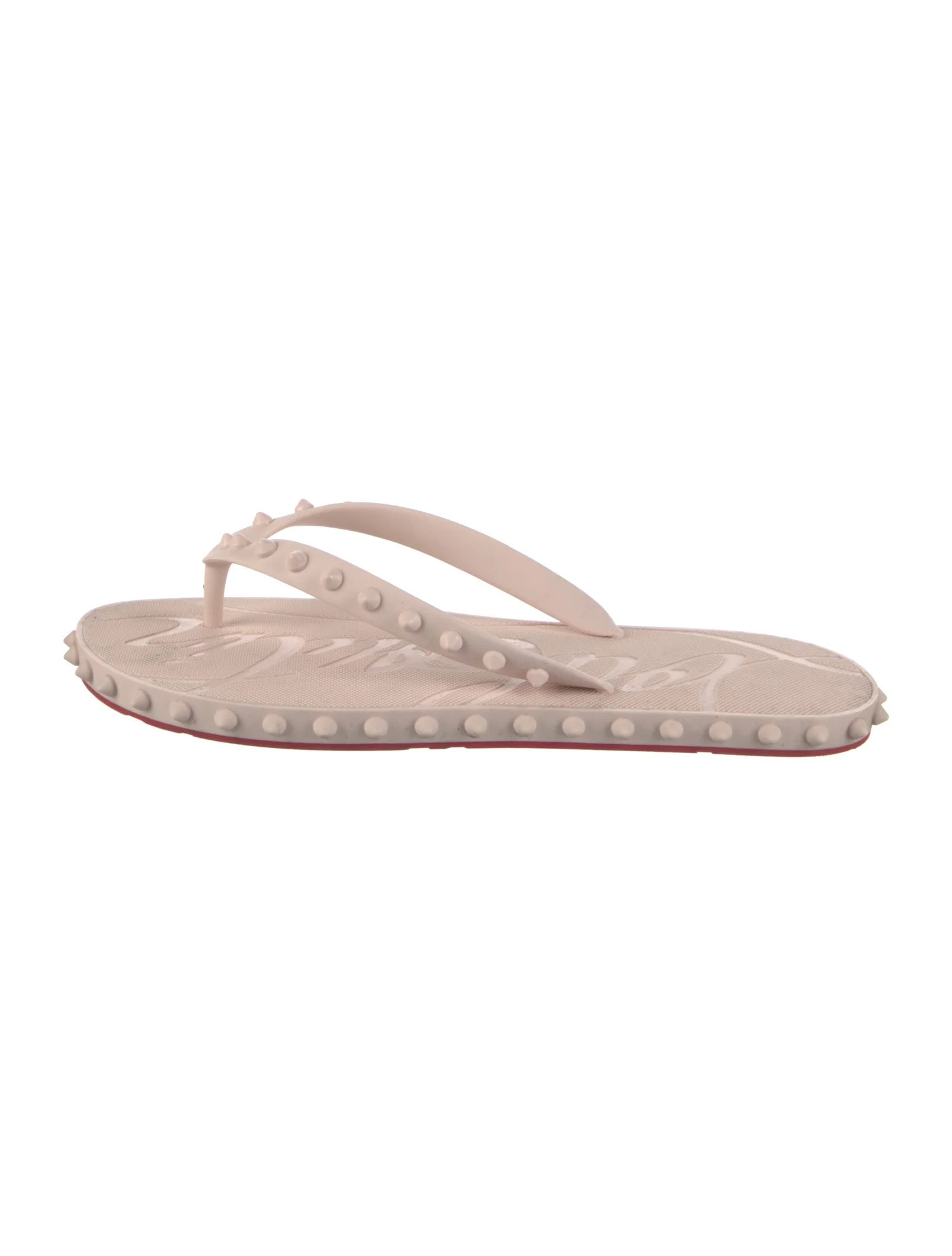 Christian Louboutin Spike Accents Rubber Flip Flops - Pink Sandals, Shoes - CHT537992 | The RealR... | The RealReal