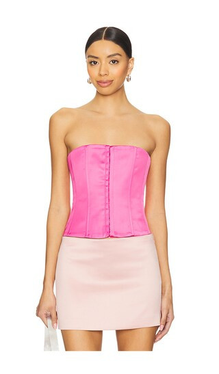GUIZIO Satin Lace Up Corset in Pink. - size XXL | Revolve Clothing (Global)